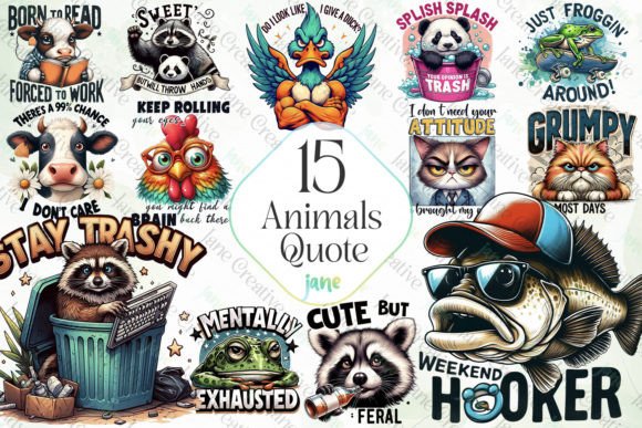 Funny Animals Quotes Sublimation Clipart