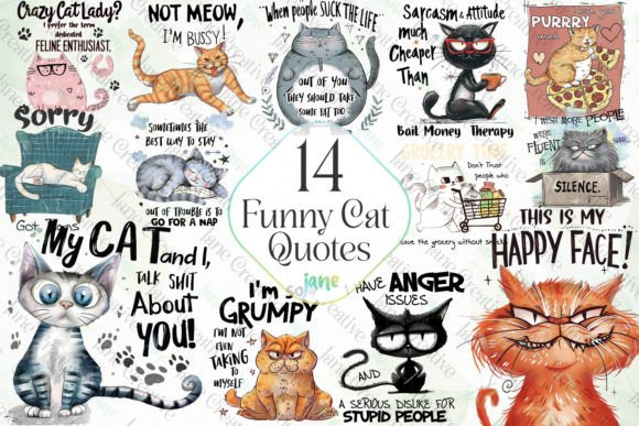 Funny Cat Quotes Sublimation Clipart