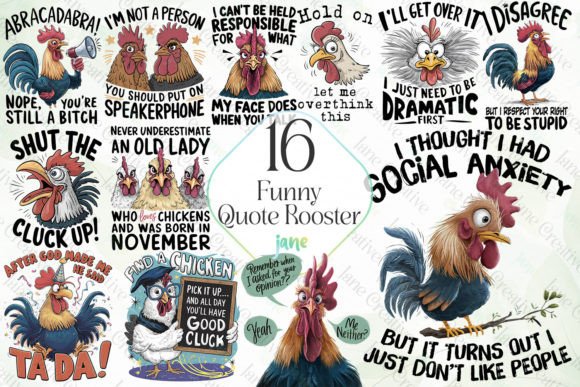 Funny Rooster Quote Sublimation Bundle