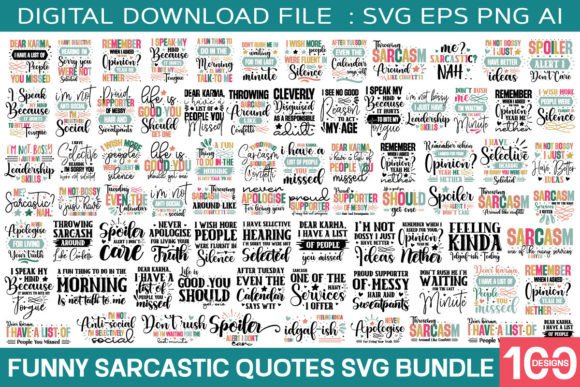 Funny Sarcastic Quotes Svg Bundle / 100