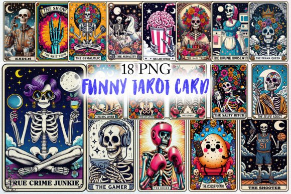 Funny Skeleton Tarot Card Sublimation