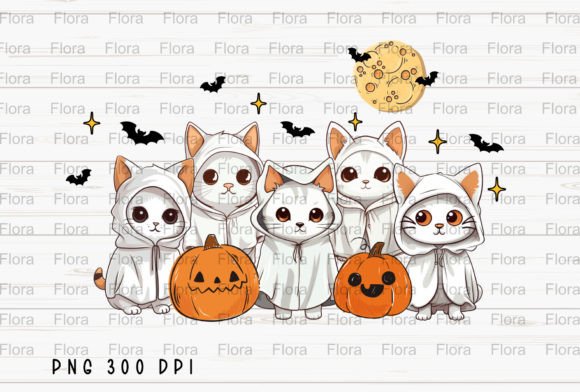 Ghost Cat Spooky Pumpkin Halloween PNG