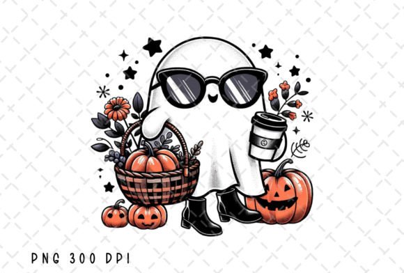 Ghost Coffee Halloween Fall Pumpkin PNG