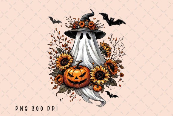 Ghost Halloween Pumpkins Retro Spooky