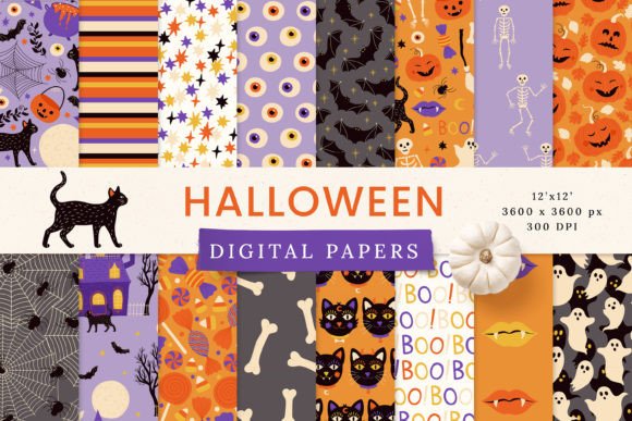 Halloween Digital Paper Seamless Pattern