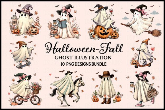 Halloween Fall Ghost Bundle PNG