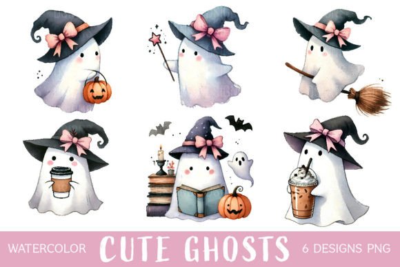 Halloween Ghost Watercolor Bundle Png