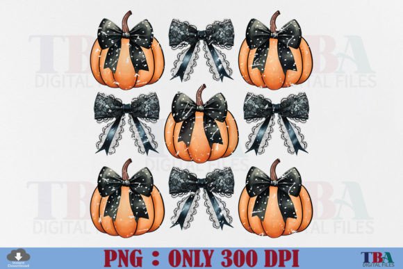 Halloween Pumpkin PNG, Fall Coquette Bow