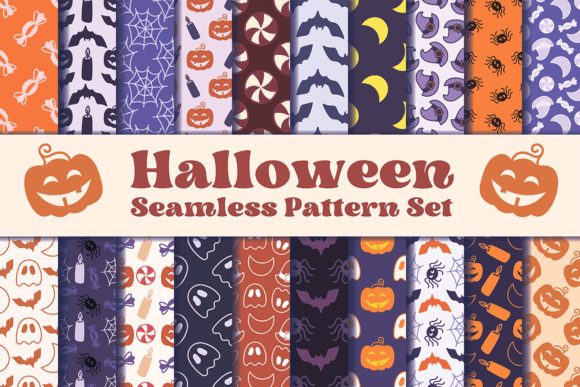 Halloween Seamless Pattern Set