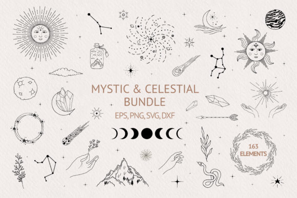 Hand Drawn Mystic & Celestial Bundle
