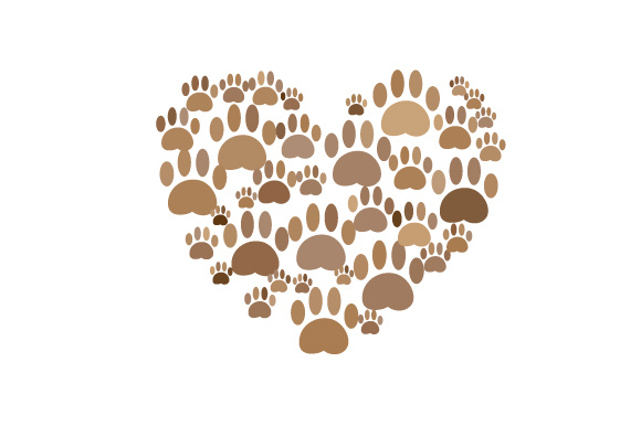 Heart Made out of Paw Prints. Dog Design