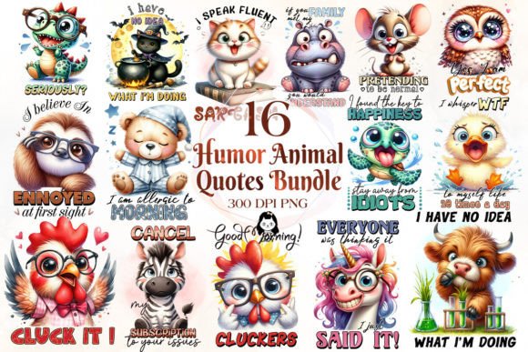 Humor Animal Quotes Sublimation Bundle