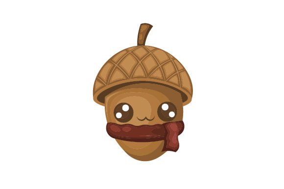 Kawaii Acorn in Autumn Scarf