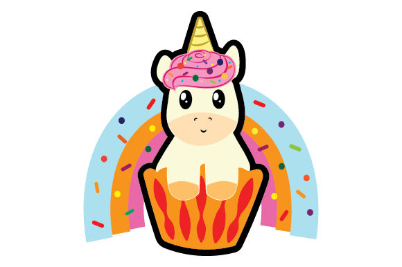 Kawaii Baby Unicorn with Cake on the Head