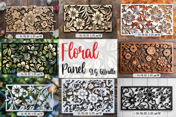 Laser Cut Floral Panel SVG Bundle