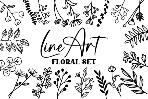 Line Art Floral Set