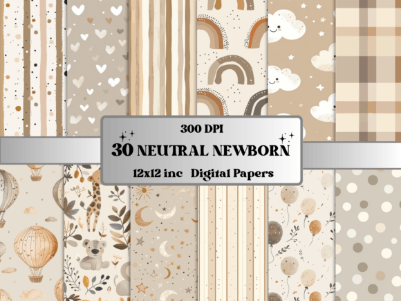 Neutral Newborn Baby Nursery Paper Pack