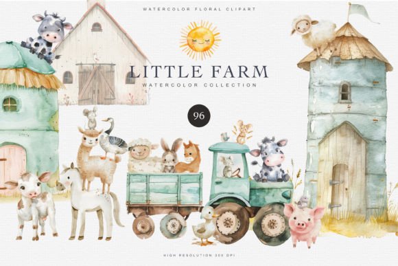 Nursery Little Farm Animal Clipart Set