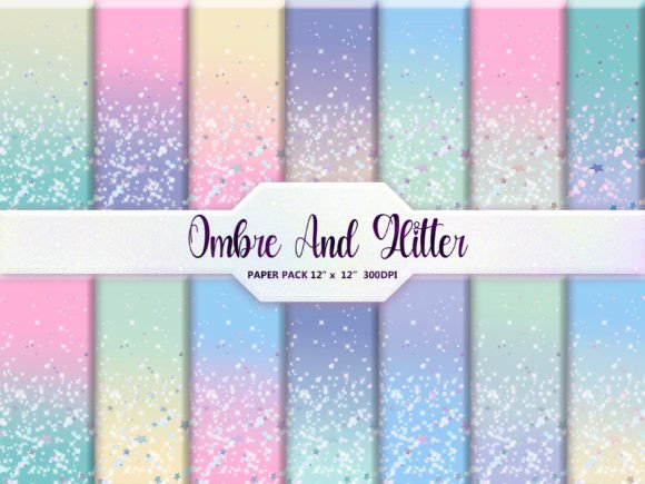 Ombre and Glitter Digital Paper Pack