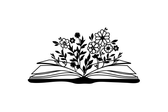 Open Book with Flowers Growing out of It