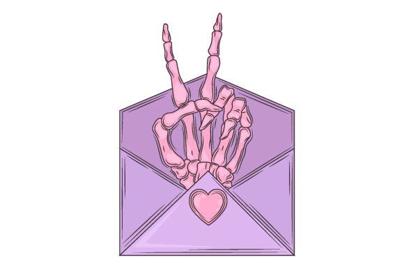 Pastel Goth Envelope with Skeleton Hand