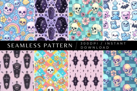 Pastel Goth Seamless Patterns