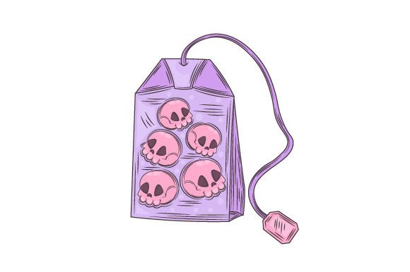 Pastel Goth Tea Bag with Skulls