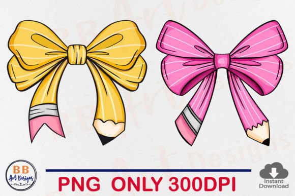 Pencil Coquette Bow PNG Teacher School