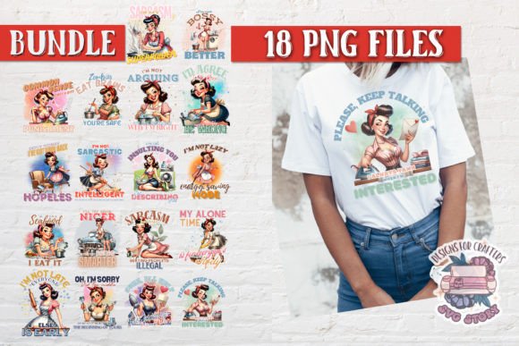 Pin Up Girl Quote Bundle Sublimation PNG