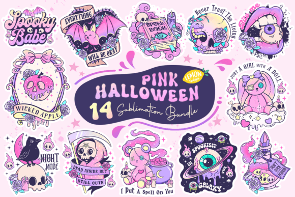 Pink Halloween PNG Sublimation Bundle