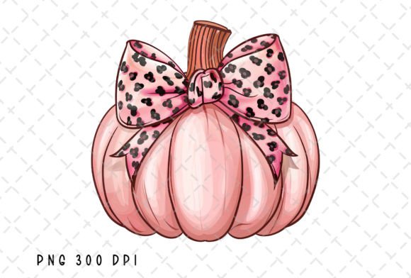 Pink Leopard Coquette Bow Pumpkin PNG