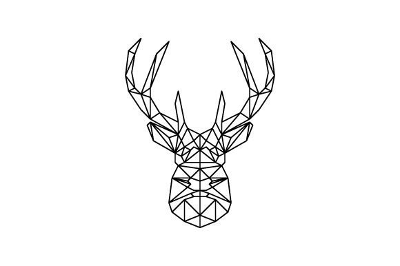 Polygon Deer Head Line Art