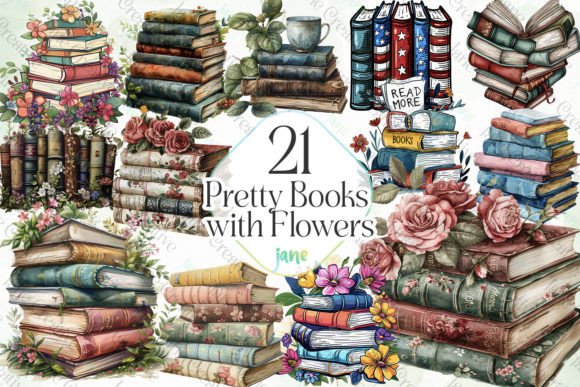 Pretty Books with Flowers Sublimation