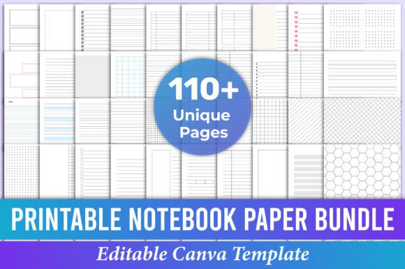 Printable Notebook Paper Bundle Canva