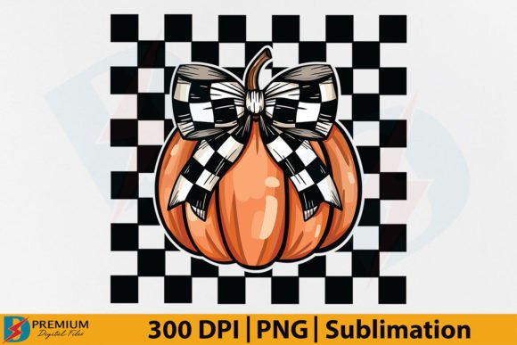 Pumpkin Checkered PNG, Coquette Bow Fall