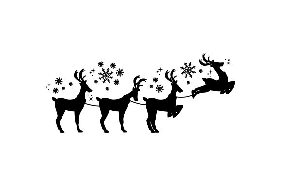 Reindeer Silhouettes with Snowflakes Falling