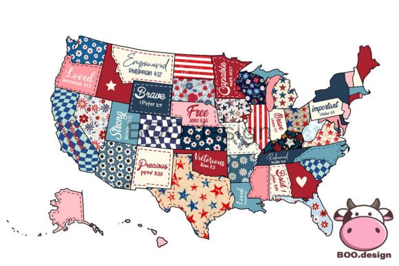 Retro America USA Map Png, 4th of July