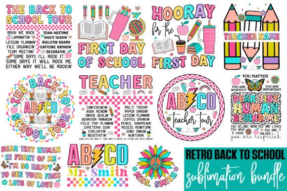 Retro Back to School Sublimation Bundle