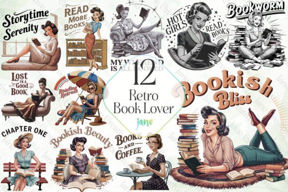 Retro Book Lover Sublimation Bundle