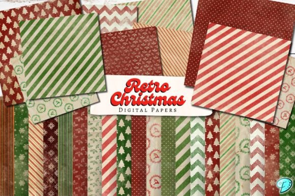 Retro Christmas Printable Pattern Papers