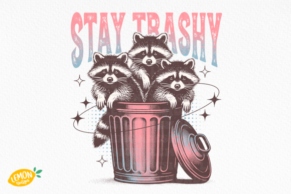 Retro Funny Raccoon PNG Sublimation