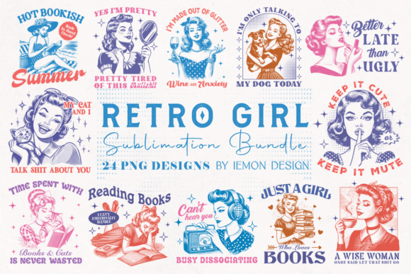 Retro Girl Quotes PNG Sublimation Bundle