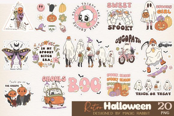 Retro Halloween PNG Bundle
