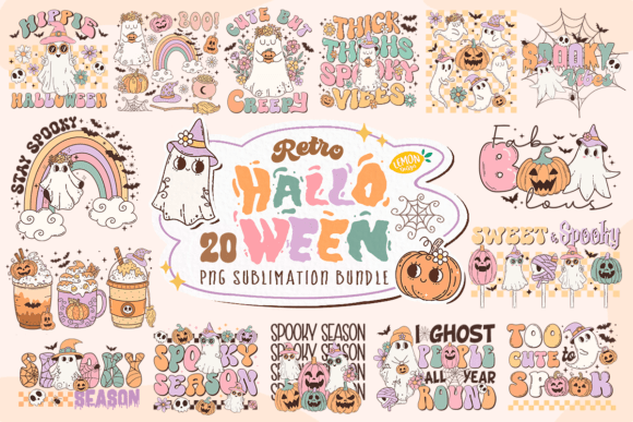 Retro Halloween PNG Sublimation Bundle