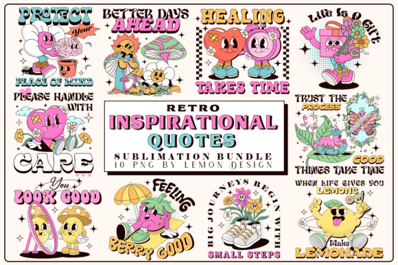 Retro Inspirational Quote PNG Bundle