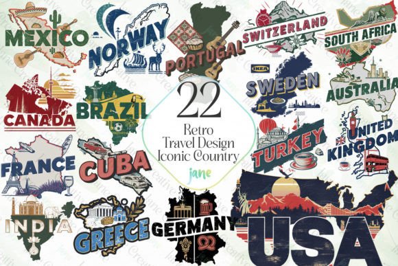 Retro Travel Design Iconic Country