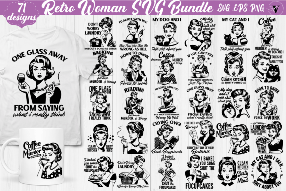 Retro Woman Housewife SVG Bundle