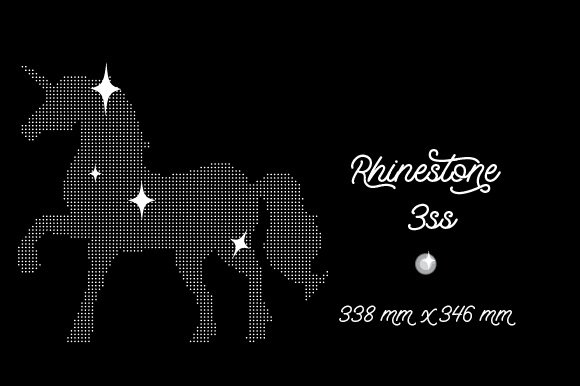 Rhinestone Template Unicorn Design 338×346 Mm 3ss