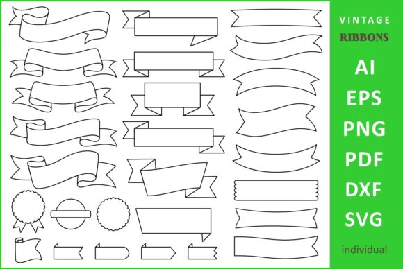 SVG ribbon vintage Banner clipart set Graphics 26280620 1 1 580x388 1