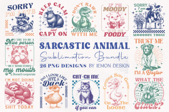 Sarcastic Animal Quotes PNG Bundle
